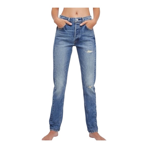 Levi's Denim - Levi’s Altered 501 Button Fly Skinny Jean Medium Wash With Distressing